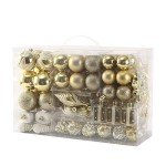 Sattiyrch 76ct Christmas Tree Ornaments Set,Golden Shatterproof Christmas Balls Decorations,Xmas Decorative Hanging Ornaments(Golden)