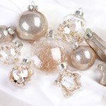 SHareconn 86PCS Christmas Balls Ornaments Set,Shatterproof Plastic Clear Decorative Baubles for Xmas Tree Decor Holiday Wedding Party Decoration,Champagne