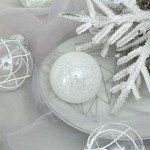 Clear Christmas Ball Ornaments, 30ct 2.36 Inch White Christmas Ornaments Balls for Christmas Tree with Delicate Stuff Shatterproof Hanging Xmas Tree Baubles Decorations for Wedding Christmas