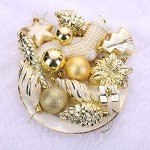Sattiyrch 76ct Christmas Tree Ornaments Set,Golden Shatterproof Christmas Balls Decorations,Xmas Decorative Hanging Ornaments(Golden)