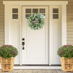 Sggvecsy Green Artificial Eucalyptus Wreath with Welcome Sign 20in Mixed White Berries Spring Summer Wreath for Front Door Wall Window Farmhouse Festival Porch Patio Garden Decor