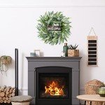 Sggvecsy Green Artificial Eucalyptus Wreath with Welcome Sign 20in Mixed White Berries Spring Summer Wreath for Front Door Wall Window Farmhouse Festival Porch Patio Garden Decor