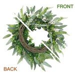 Sggvecsy Green Artificial Eucalyptus Wreath with Welcome Sign 20in Mixed White Berries Spring Summer Wreath for Front Door Wall Window Farmhouse Festival Porch Patio Garden Decor