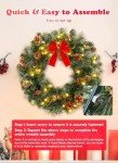 24 Inch Pre-Lit Artificial Christmas Wreath for Front Door, IP44 Battery Operated 50 LED Christmas Wreaths for Door Wall Window, with Pinecones Pine Needles Branches Red Berry Mini Bow, Needs Assembly