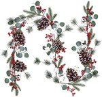 DearHouse 6Ft Berry Christmas Garland with Pinecones Berries Spruce Eucalyptus Leaves Cotton Balls Winter Artificial Greenery Garland for Holiday Season Mantel Fireplace New Year Table Runner Decor