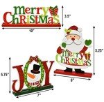 Gift Boutique 6 Christmas Table Signs Decorations Wooden Centerpiece Tabletop Snowman Wood Desktop Decor for Kitchen Home Xmas Holiday Party Supplies