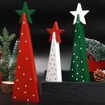 Christmas Decorations Indoor, Christmas Decor - 3 PCS Wooden Table Top Christmas Tree Signs with Stars for Home, Table, Fireplace Mantel, Shelf, Office Desk, Party Decor - Xmas Holiday Decorations