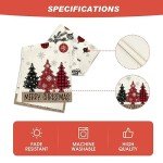Artoid Mode Red Pine Trees Merry Christmas Table Runner, Winter Xmas Holiday Kitchen Dining Table Decoration for Home Party Decor 13x72 Inch