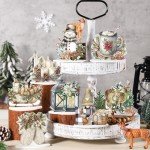 Yousoontic 12 Pcs Wooden Christmas Table Decorations Winter Santa Snowman Elk Gnome Snowflake Xmas Tree Wooden Signs Farmhouse Tabletop Centerpieces Home Decor for Winter Holiday Party Dinner (Rustic)