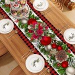 Jiudungs Linen Red and Black Buffalo Check Christmas Table Runner 72 Inches Long Seasonal Winter Christmas Xmas Holiday Farmhouse Style Table Decoration