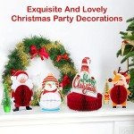 Mocoosy 12 Pack Christmas Party Honeycomb Centerpieces for Table Decorations, Xmas Center Pieces Table Topper Signs with Gnome Santa Snowman Tabletop Centerpieces for Holidays Winter Party Supplies