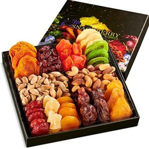 Holiday Christmas Dried Fruit & Nuts Gift Basket Arrangement Platter, Gourmet Food Snack Box, Thanksgiving Gift Basket, Birthday Care Package, Healthy Kosher - Her Him - 12 Snackberry Assortment (Single)