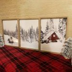 Ronasip Set of 3 Farmhouse Winter Wall Art Framed Snow Forest Wall Decor Reindeer Holiday Home Decor 12x16 Brown