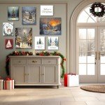 ART Christmas Canvas Wall Illuminated Christmas Tree in Winter Forest Landscape Picture Print Poster Framed Festive Holiday Wall Painting for Living Room Bedroom Seasonal Decor 24x30inch