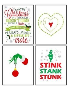 Silly Goose Gifts Stink Stank Stunk Wall Art Prints - Christmas Bathroom Art - Funny Wall Art - Festive and Colorful Designs with Darling Graphics - 8 x 10 in, No Frames Included - Set of Four