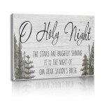 LITIVY Christmas Wall Art, O Holy Night Christmas Wall Decor, Wooden Black & White Pine Tree Wall Sign, Winter Wall Decorations, 12"x16.5"