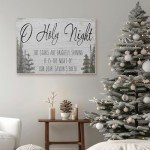 LITIVY Christmas Wall Art, O Holy Night Christmas Wall Decor, Wooden Black & White Pine Tree Wall Sign, Winter Wall Decorations, 12"x16.5"