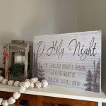 LITIVY Christmas Wall Art, O Holy Night Christmas Wall Decor, Wooden Black & White Pine Tree Wall Sign, Winter Wall Decorations, 12"x16.5"