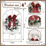 NEWLIGHTURE Wood Christmas Holiday Wall Hanging Indoor Outdoor Decorations Rustic Christmas Window Plaque Signs Wooden Arch with Wreath Christmas Home Party (Red-Black)