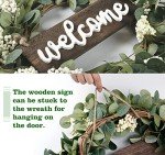 Sggvecsy Green Artificial Eucalyptus Wreath with Welcome Sign 20in Spring Summer Wreath with White Berries for Front Door Wall Window Festival Farmhouse Porch Patio Garden Decor