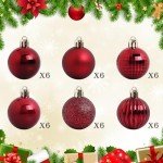TranquilBliss Christmas Ornaments, 36 Packs 1.57 Inch, Red Christmas Ball Decorations Ornaments for Xmas Tree, Wreath Decor Ornaments, Shatterproof Plastic Bulbs