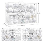 SHareconn 100pcs Christmas Tree Decorations Ornaments Set, Shatterproof Plastic Baubles Decorative Balls for Xmas Tree Decor Holiday Wedding Party, White