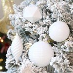 SHareconn 100pcs Christmas Tree Decorations Ornaments Set, Shatterproof Plastic Baubles Decorative Balls for Xmas Tree Decor Holiday Wedding Party, White