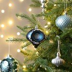 Valery Madelyn Christmas Ornaments Set, 70ct Navy Blue and Silver Shatterproof Christmas Tree Decorations Ball Ornaments Bulk, Winter Wonderland Hanging Ornaments for Xmas Trees Holiday Decor