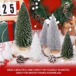 6pcs Mini Christmas Trees Christmas Decor, Artificial Christmas Mini Bottle Brush Trees Tabletop, Christmas Decoration Trees with 4 Size Xmas Holiday Decor (6pcs Green+Silver+White)