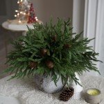 Artificial Christmas Norfolk Pine Stems Branches for Vases,12 Bundles Faux Fake Greenery Evergreen Real Touch Feel Green Branch with Pinecones for Holiday Winter Table Xmas Decorating