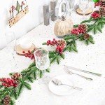 DearHouse 6FT Artificial Christmas Pine Garland with Red Berry Branch Pine Cone Winter Greenery Garland for Holiday Season Mantel Fireplace Table Runner Centerpiece Décor
