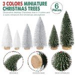 6pcs Mini Christmas Trees Christmas Decor, Artificial Christmas Mini Bottle Brush Trees Tabletop, Christmas Decoration Trees with 4 Size Xmas Holiday Decor (6pcs Green+Silver+White)