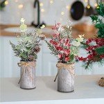 Omldggr Artificial Christmas Centerpiece Decorations, Christmas Picks and Sprays 4 Pack Christmas Potted Plants for Home Office Decor Tiered Tray Tabletop Display