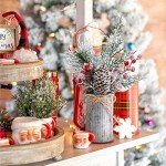 Omldggr Artificial Christmas Centerpiece Decorations, Christmas Picks and Sprays 4 Pack Christmas Potted Plants for Home Office Decor Tiered Tray Tabletop Display