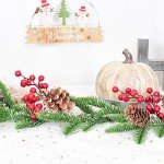 DearHouse 6FT Artificial Christmas Pine Garland with Red Berry Branch Pine Cone Winter Greenery Garland for Holiday Season Mantel Fireplace Table Runner Centerpiece Décor