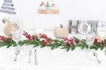DearHouse 6FT Artificial Christmas Pine Garland with Red Berry Branch Pine Cone Winter Greenery Garland for Holiday Season Mantel Fireplace Table Runner Centerpiece Décor