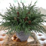 Artificial Christmas Norfolk Pine Stems Branches for Vases,12 Bundles Faux Fake Greenery Evergreen Real Touch Feel Green Branch with Pinecones for Holiday Winter Table Xmas Decorating