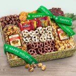 A Gift Inside Happy Holidays Chocolate Caramel and Crunch Grand Gift Basket