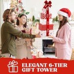 Holiday Gift Basket Tower - with Dried Fruits & Nuts Gourmet Cravings Indulgence - 6 Tier Food Basket Gift Set Great Treat Towers Christmas Gifts Present for Men & Women