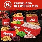 Merry Christmas and Happy New Year 6 Tier Indulgence Gift Basket Tower with Dried Fruits & Nuts - Gourmet Food Present for Men & Women