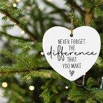 Thank You Gifts Never Forget The Difference That You Make Ceramic Ornament Keepsake Sign Heart Plaque Farewell Going Away Goodbye Appreciation Retirement Gifts for Women Men Coworker Boss Friend