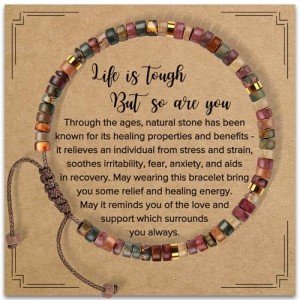 ZOKCC Inspirational Gifts Bracelets for Women Healing Natural Stone Bracelets - Get Well Soon Gifts for Women Friends Sister - Life is Tough But So are You Bracelet