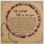 ZOKCC Inspirational Gifts Bracelets for Women Healing Natural Stone Bracelets - Get Well Soon Gifts for Women Friends Sister - Life is Tough But So are You Bracelet