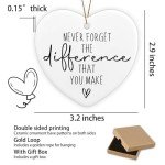 Thank You Gifts Never Forget The Difference That You Make Ceramic Ornament Keepsake Sign Heart Plaque Farewell Going Away Goodbye Appreciation Retirement Gifts for Women Men Coworker Boss Friend