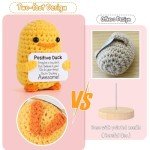 MBL Inspirational Crochet Positive Duck – Handmade Emotional Cheer Support Funny Pickle Potato Gifts for Women Friend Men Coworker Birthday Christmas Stocking Stuffer White Elephant Under 10 Dollars
