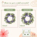 YNYLCHMX 18" Summer Wreaths for Front Door Spring Eucalyptus Wreath Door Wreaths for Spring Summer Floral Wreath with Purle Pansy for Outside Wall Window Farmhouse Indoor Outdoor Party Holiday Home