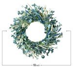 Bibelot 20 Inch Spring Wreath Blue with Green Leaves Daisy Artificial Grains White Flower for Front Door Wreath,Farmhouse Decor Indoor&Outdoor Wedding Wall Home