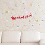 WALPLUS Christmas Wall Sticker Indoor Christmas Decorations & Wall Decor Festive Xmas Stickers Holiday Wall Art Perfect for Christmas Decorations Clearance Santa's Sleigh 49 Pcs