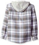 Wrangler Authentics Men's Long Sleeve Quilted Lined Flannel Shirt Jacket with Hood, Gray, Medium