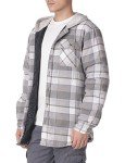 Wrangler Authentics Men's Long Sleeve Quilted Lined Flannel Shirt Jacket with Hood, Gray, Medium